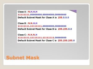 Subnet Mask IP Address Subnet mask 192 168