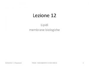 Lezione 12 Lipidi membrane biologiche 20032019 S Passamonti