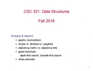 CSC 321 Data Structures Fall 2018 Graphs search