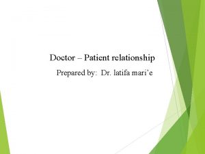 Doctor Patient relationship Prepared by Dr latifa marie