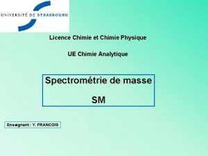 Licence Chimie et Chimie Physique UE Chimie Analytique