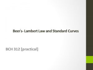 Beers Lambert Law and Standard Curves BCH 312