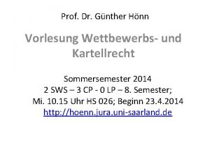 Prof Dr Gnther Hnn Vorlesung Wettbewerbs und Kartellrecht