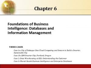 Chapter 6 Foundations of Business Intelligence Databases and