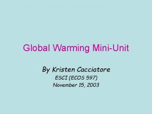 Global Warming MiniUnit By Kristen Cacciatore ESCI ECOS