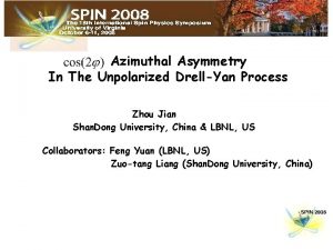 Azimuthal Asymmetry In The Unpolarized DrellYan Process Zhou