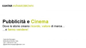 Pubblicit e Cinema Dove le storie creano ricordo