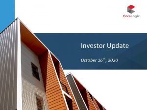 Investor Update October 16 th 2020 Safe Harbor