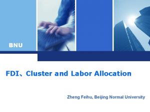 BNU FDICluster and Labor Allocation Zheng Feihu Beijing