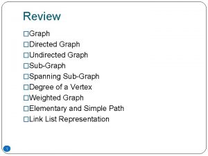Review Graph Directed Graph Undirected Graph SubGraph Spanning