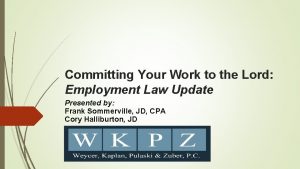 Committing Your Work to the Lord Employment Law