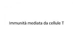 Immunit mediata da cellule T Le cellule T