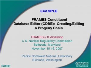 EXAMPLE FRAMES Constituent Database Editor CDBE CreatingEditing a
