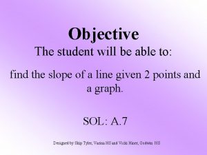 Objective The student will be able to find