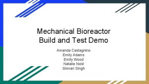 Mechanical Bioreactor Build and Test Demo Amanda Castagnino