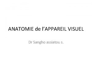 ANATOMIE de lAPPAREIL VISUEL Dr Sangho assiatou s