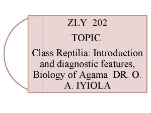 ZLY 202 TOPIC Class Reptilia Introduction and diagnostic