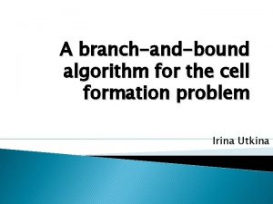 A branchandbound algorithm for the cell formation problem