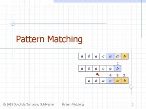 Pattern Matching 2013 Goodrich Tamassia Goldwasser Pattern Matching