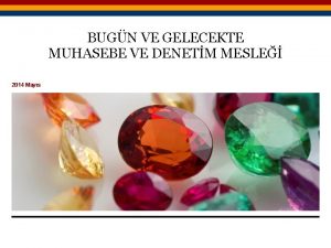 BUGN VE GELECEKTE MUHASEBE VE DENETM MESLE 2014