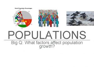 POPULATIONS Big Q What factors affect population growth