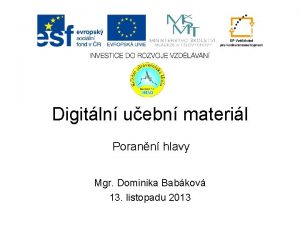 Digitln uebn materil Porann hlavy Mgr Dominika Babkov