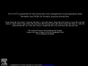 2014 AATS guidelines for the prevention and management