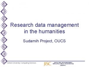 Research data management in the humanities Sudamih Project