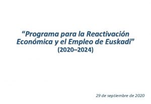 Programa para la Reactivacin Econmica y el Empleo