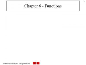 1 Chapter 6 Functions 2003 Prentice Hall Inc