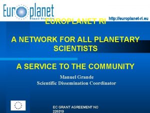 EUROPLANET RI http europlanetri eu A NETWORK FOR