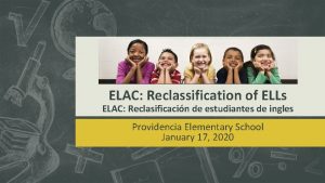 ELAC Reclassification of ELLs ELAC Reclasificacin de estudiantes