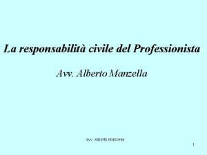 La responsabilit civile del Professionista Avv Alberto Manzella