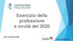 Esercizio della professione e novit del 2020 Roma