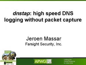 dnstap high speed DNS logging without packet capture