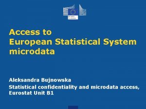 Access to European Statistical System microdata Aleksandra Bujnowska