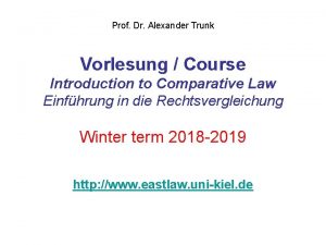 Prof Dr Alexander Trunk Vorlesung Course Introduction to