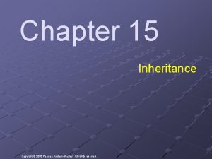 Chapter 15 Inheritance Copyright 2008 Pearson AddisonWesley All