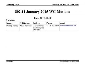 January 2015 doc IEEE 802 11 150015 r