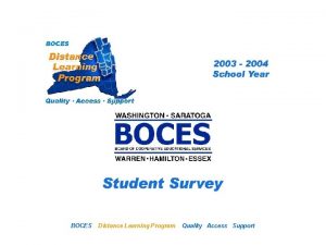 SAN Distance Learning Project BOCES Student Survey Distance