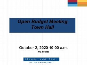 Open Budget Meeting Town Hall October 2 2020