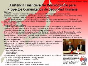 Ministerio de Asuntos Exteriores Japn Asistencia Financiera No