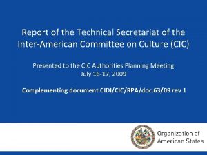 Report of the Technical Secretariat of the InterAmerican
