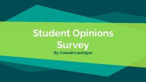 Student Opinions Survey By Hannah Landrigan I asked