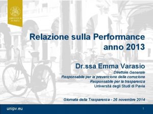 Relazione sulla Performance anno 2013 Dr ssa Emma