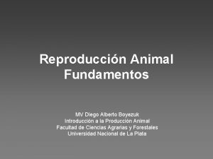 Reproduccin Animal Fundamentos MV Diego Alberto Boyezuk Introduccin