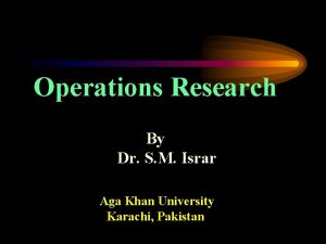 Operations Research By Dr S M Israr Aga
