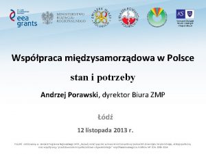 Wsppraca midzysamorzdowa w Polsce stan i potrzeby Andrzej