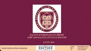 KALTE KOORDNASYON BRM ASB 2018 KALTE GVENCE SSTEM