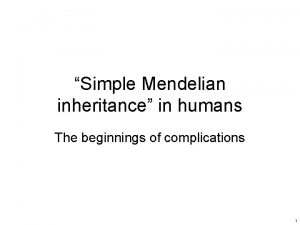 Simple Mendelian inheritance in humans The beginnings of